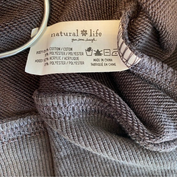 Natural Life Crochet Hoodie Sweatshirt Women’s L/XL Pullover Gray Boho Festival - Picture 7 of 8